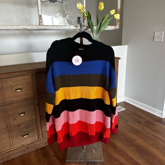 Women’s Multi-Colored Stripe Knit Sweater - Picture 8 of 9